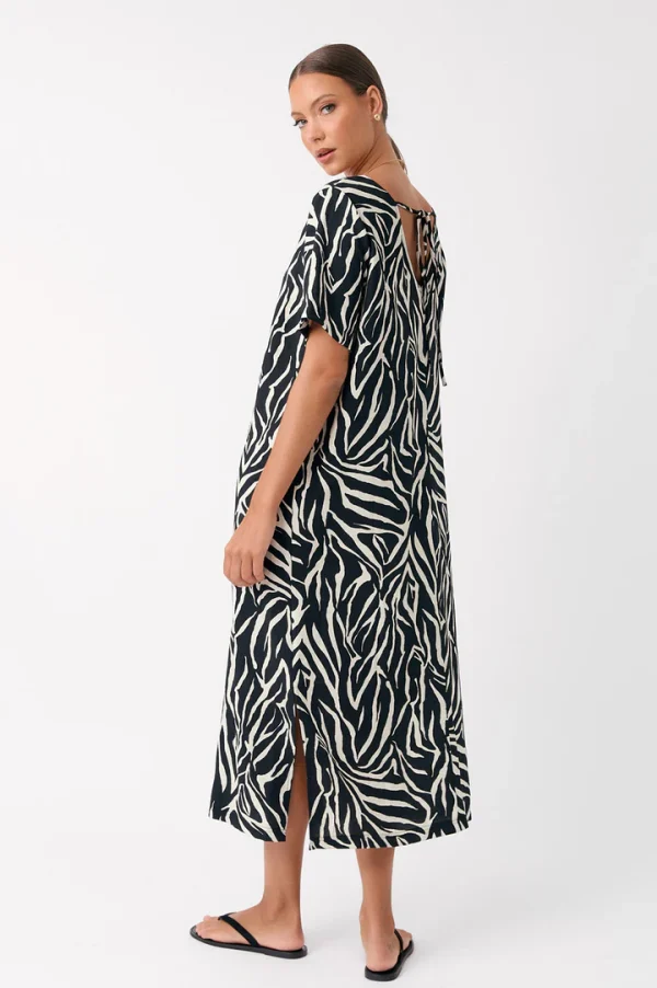 Adorne Abigail V Neck Zebra Dress - Zebra