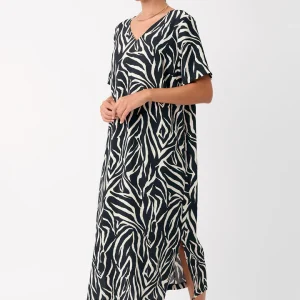 Adorne Abigail V Neck Zebra Dress - Zebra