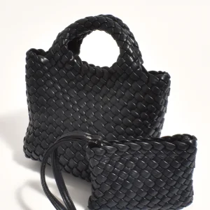 Adorne Gabi Woven Bag - Black