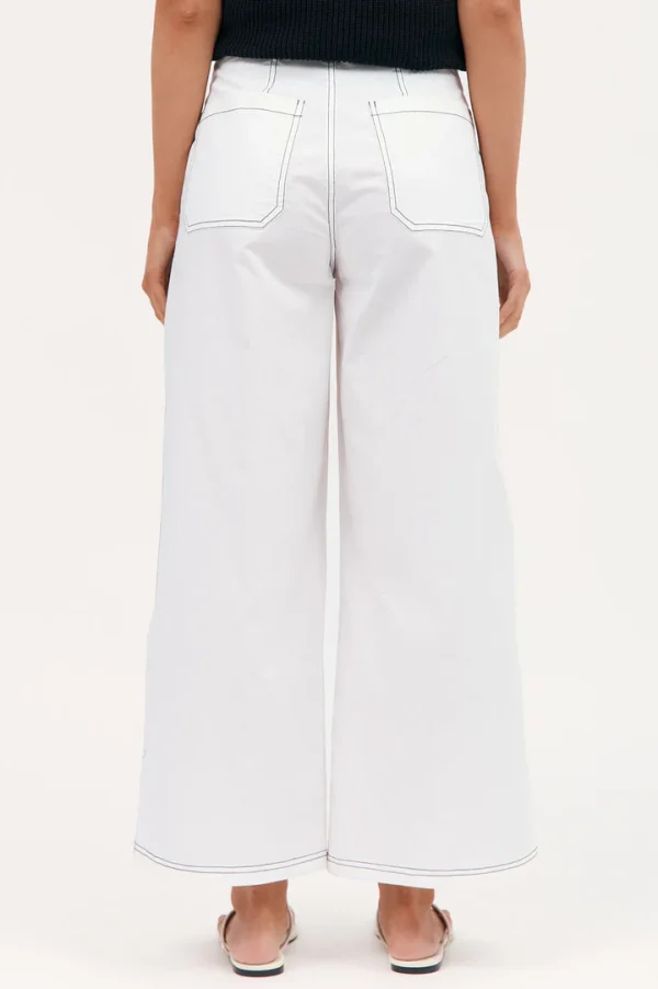 Ainsley Poplin Patch Pocket Pant - White