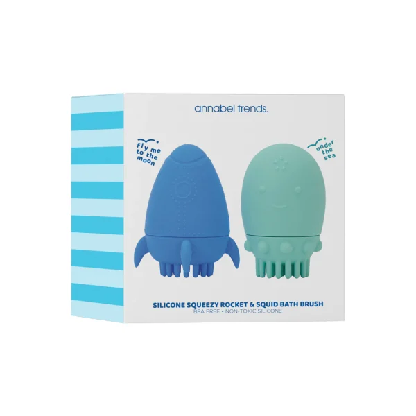 Annabel Trends Silicone Bath Brush Set - Rocket & Squid