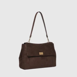 Arden Suedette Shoulder Bag - Chocolate
