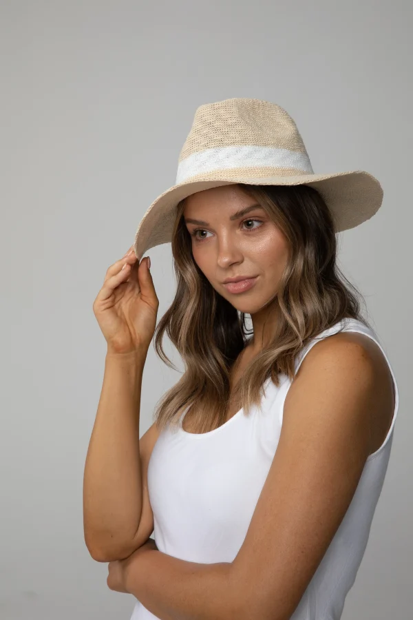 Avalon Stripe Sunhat - White