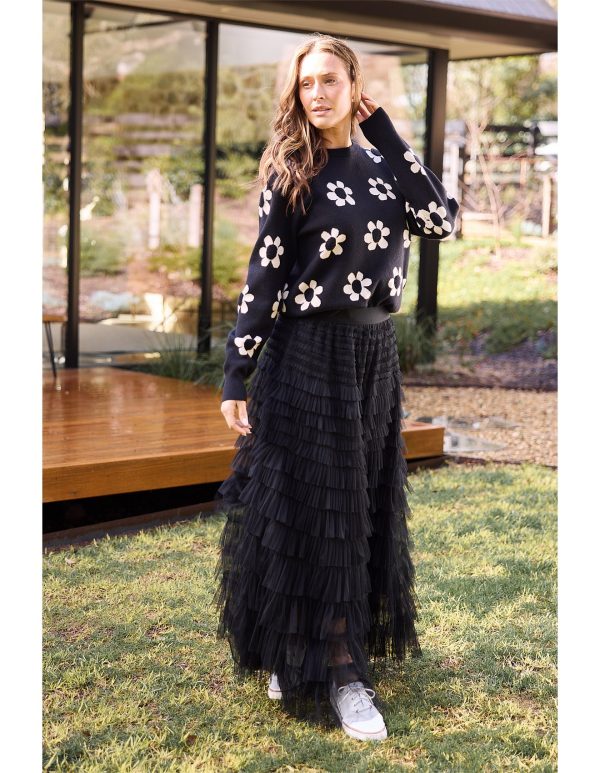 Brave & True Flower Knit - Black & Natural - Image 3