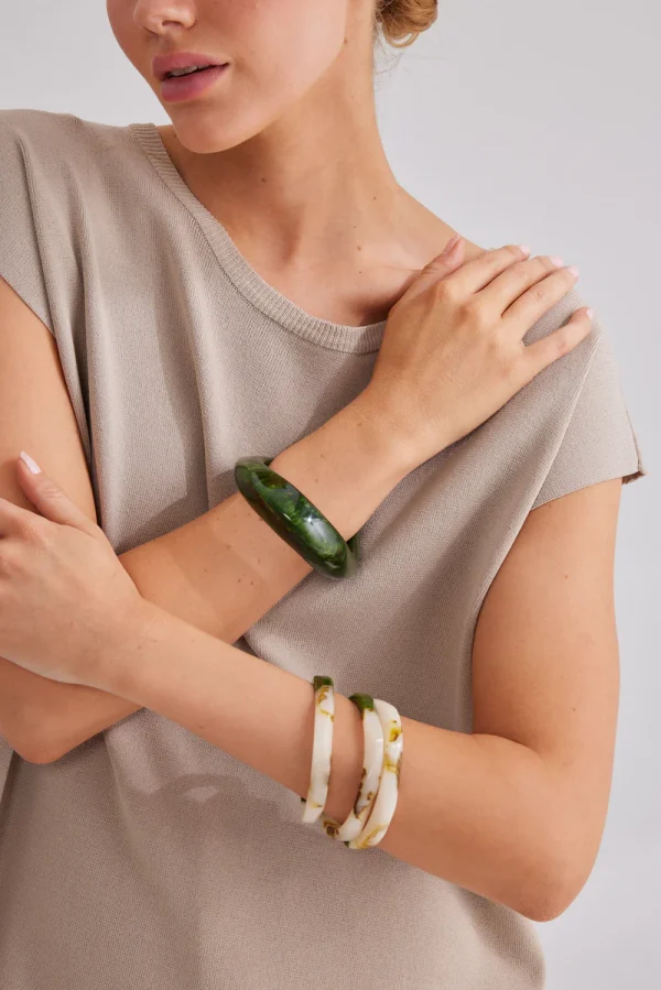 Holiday Life Suna Bangle - Olive Marble