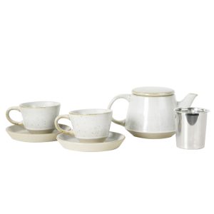 Robert Gordon Pottery Tea Set Speckeld White