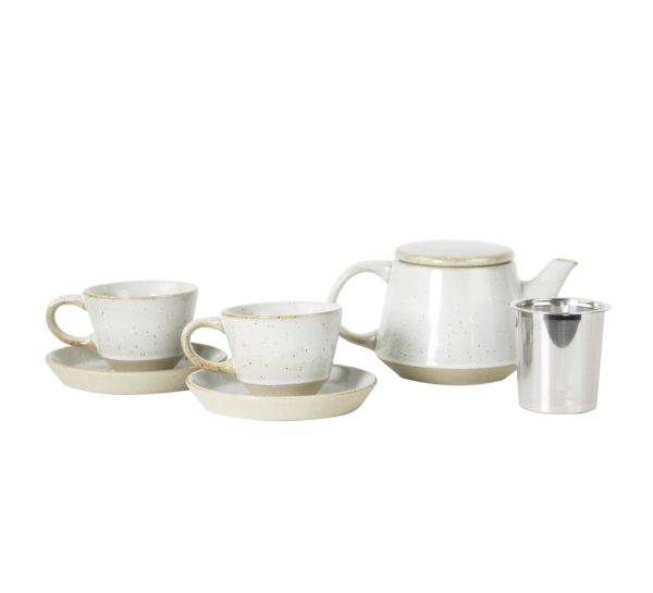 Robert Gordon Pottery Tea Set Speckeld White