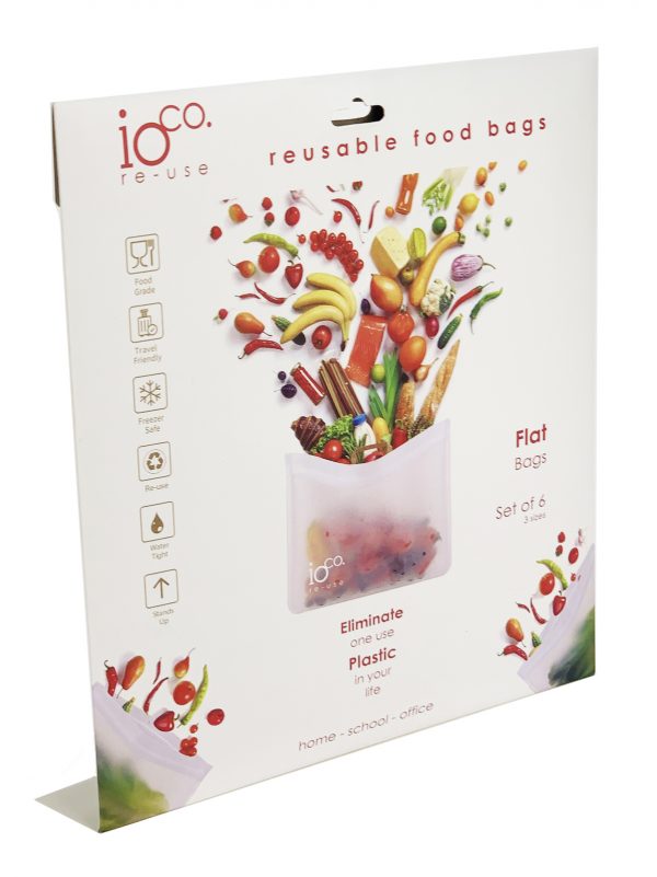 IOco Reusable Food Bags Set 6 FLAT Zip