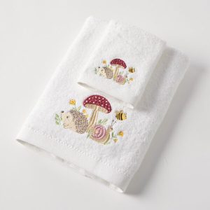 Jiggle & Giggle Mushroom Meadow Bath Towel & Face Washer in Organza Bag
