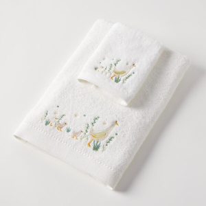 Jiggle & Giggle Paddling Ducks Bath Towel & Face Washer in Organza Bag