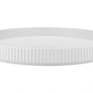 Ladelle Linear Ribbed Round Platter - White