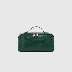 Mary Cosmetic Bag - Croc Forest Green