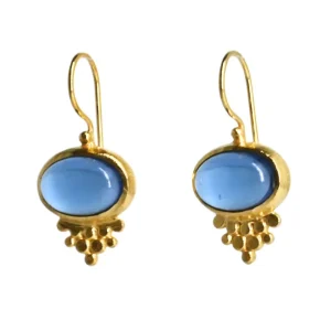 Euro Gold Blue Topaz Earring
