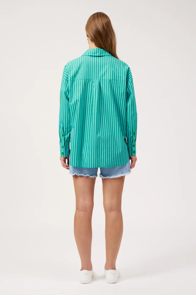 Haven Mykonos Embroidered Stripe Shirt - Green - Image 3