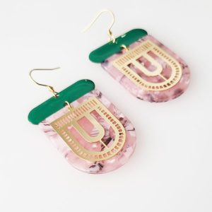 Scripture Earrings Emerald & Pink