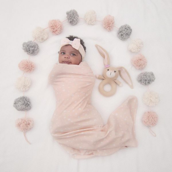 Swaddle Wrap & Rattle Gift Set - Floral Bunny