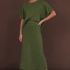 Taylor Rib Knit Midi Skirt - Khaki