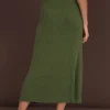 Taylor Rib Knit Midi Skirt - Khaki