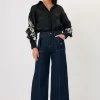 Wanda Embroidered Ramie Shirt - Black