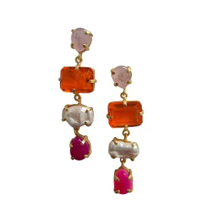 Zoda Statement Gem Earring - Pink
