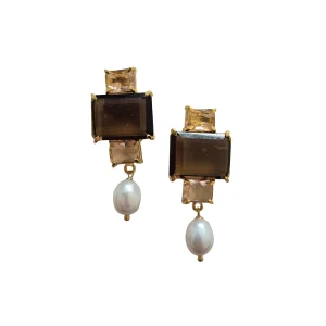 Zoda Statement Gem Earrings - Brown